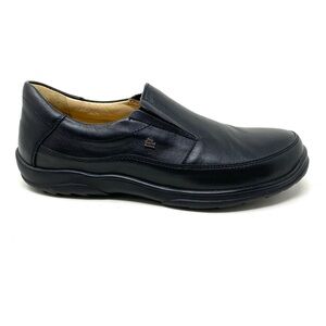 Finn Comfort Aden City-Sport Black Montana Leather Slip On Loafers